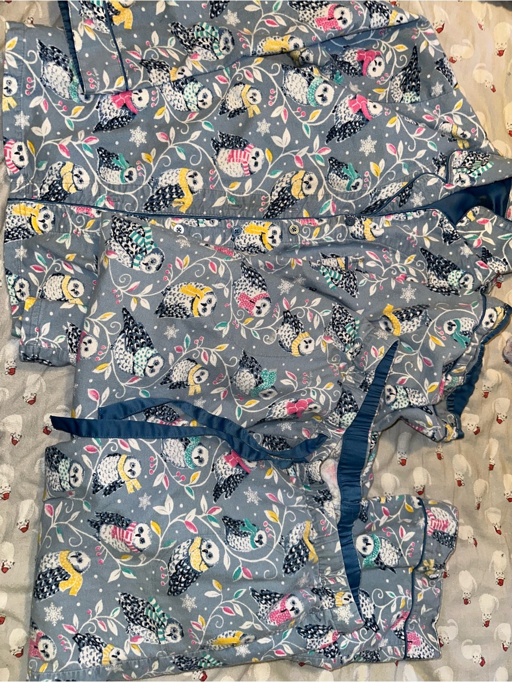 GUC Medium Nick & Nora flannel owl pajamas